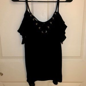 Black cut out shoulder top